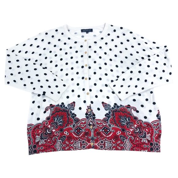 Jones New York Polka Dots and Paisley Cardigan - Picture 1 of 7